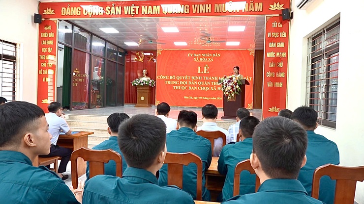Thành lập, ra mắt Trung đội Dân quân Thường trực thuộc Ban Chỉ huy quân sự xã Hòa Xá- Ảnh 4.