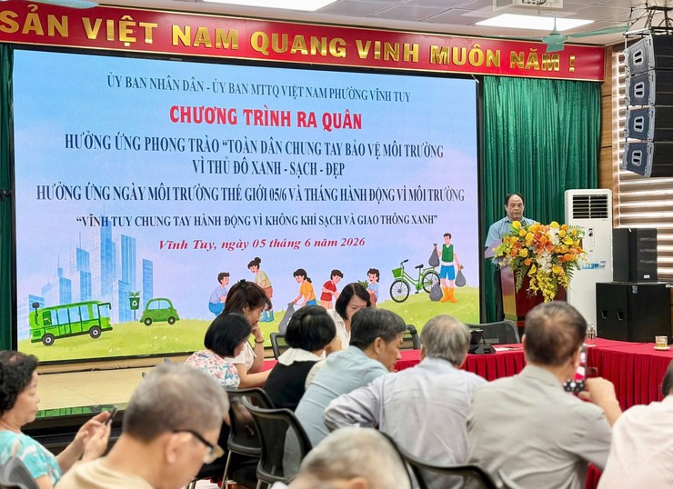 Phường Vĩnh Tuy ra quân hưởng ứng phong trào bảo vệ môi trường- Ảnh 2.