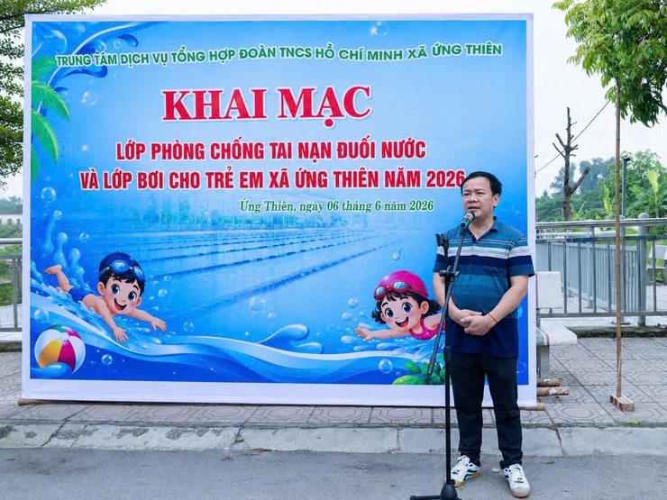 KHAI MẠC LỚP DẠY BƠI, PHÒNG CHỐNG TAI NẠN ĐUỐI NƯỚC CHO THANH THIẾU NHI XÃ ỨNG THIÊN NĂM 2026- Ảnh 2.