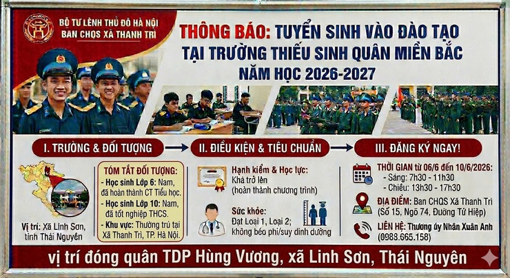 Tuyển sinh vào đào tạo tại Trường Thiếu sinh quân miền Bắc năm học 2026-2027- Ảnh 1.