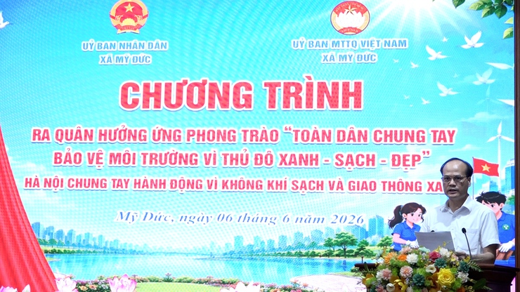 Xã Mỹ Đức phát động ra quân hưởng ứng phong trào “ Toàn dân bảo vệ môi trường vì Thủ đô xanh - sạch - đẹp”- Ảnh 3.