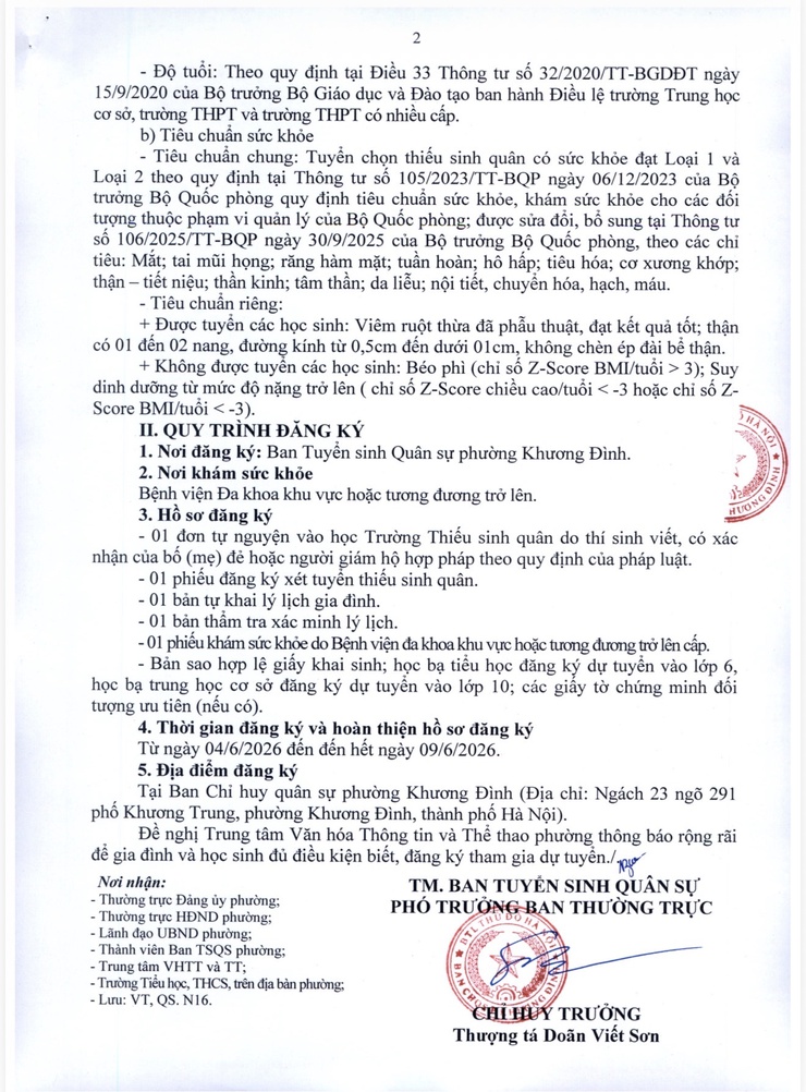 Phường Khương Đình thông báo tuyển sinh vào Trường Thiếu sinh quân miền Bắc năm học 2026 – 2027

- Ảnh 2.