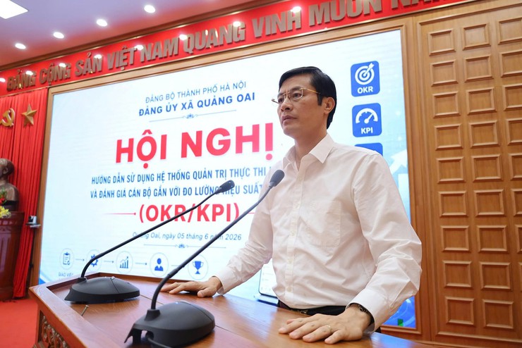 Quảng Oai tập huấn sử dụng Hệ thống quản trị thực thi nhiệm vụ và đánh giá cán bộ theo OKR/KPI- Ảnh 1.
