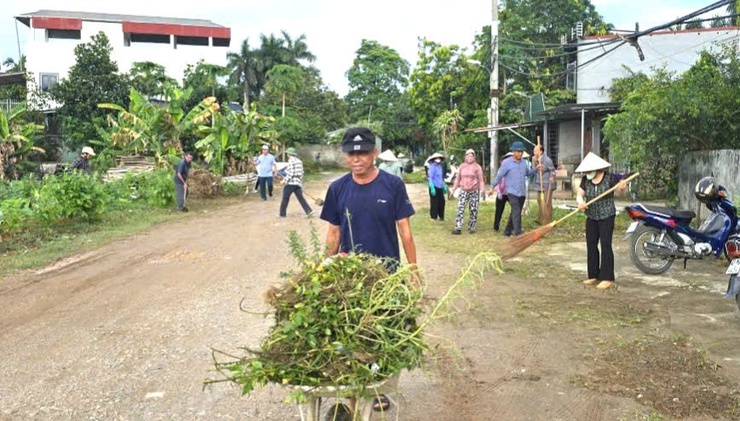 Thôn Tân Phú ra quân tổng vệ sinh môi trường- Ảnh 1.