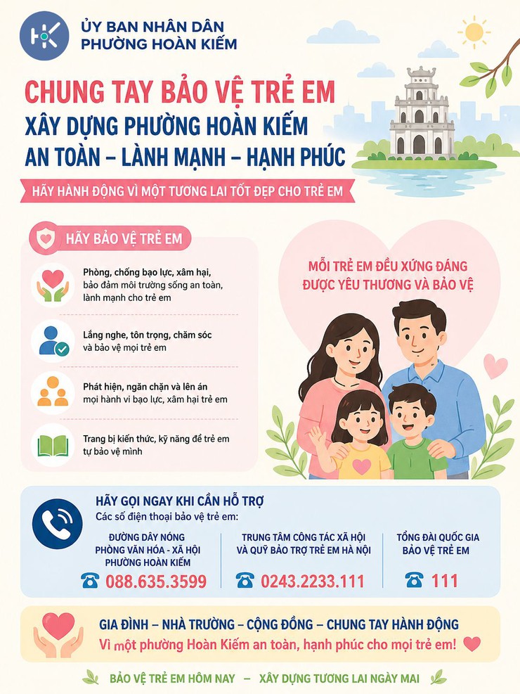 Chung tay bảo vệ trẻ em xây dựng phường Hoàn Kiếm an toàn - lành mạnh - hạnh phúc- Ảnh 1.