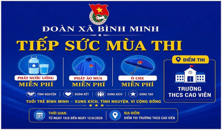 Tuổi trẻ Bình Minh lan tỏa tinh thần trách nhiệm qua chương trình "Tiếp sức mùa thi" năm 2026- Ảnh 1.
