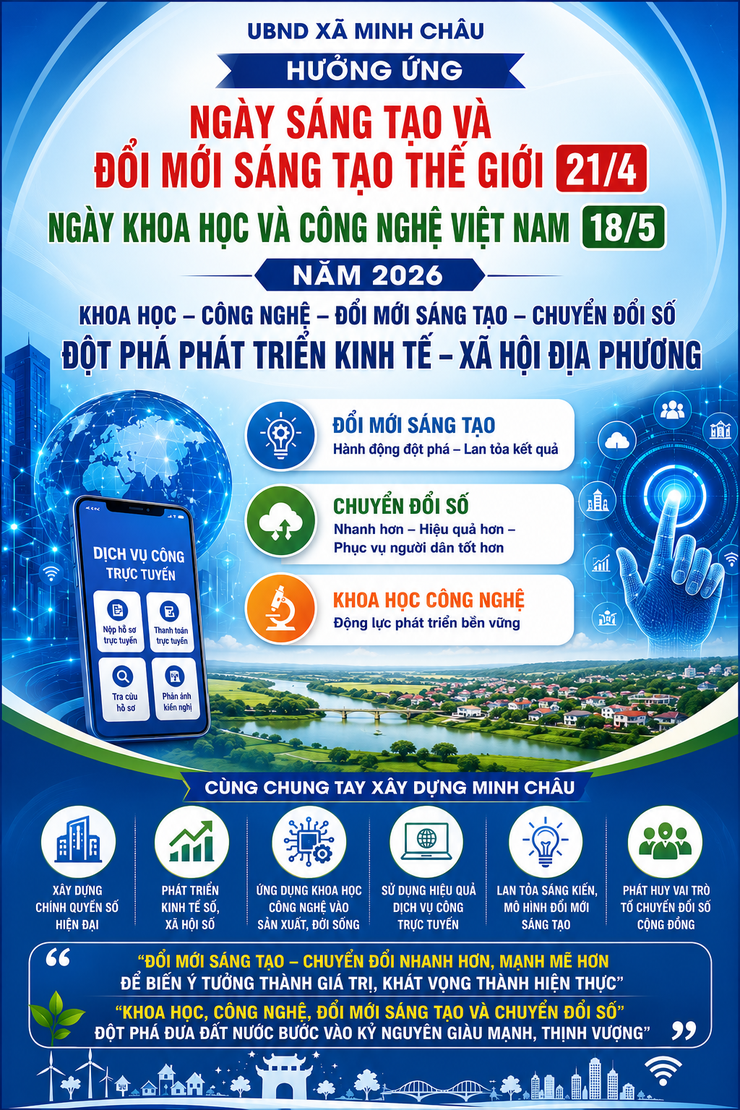 Xã Minh Châu đẩy mạnh phong trào đổi mới sáng tạo và chuyển đổi số, lan tỏa tinh thần sáng tạo trong cộng đồng- Ảnh 1.