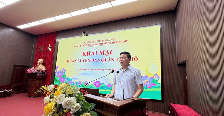 Ban Chỉ huy Quân sự phường Chương Mỹ khai mạc huấn luyện dân quân tại chỗ năm 2026- Ảnh 5.