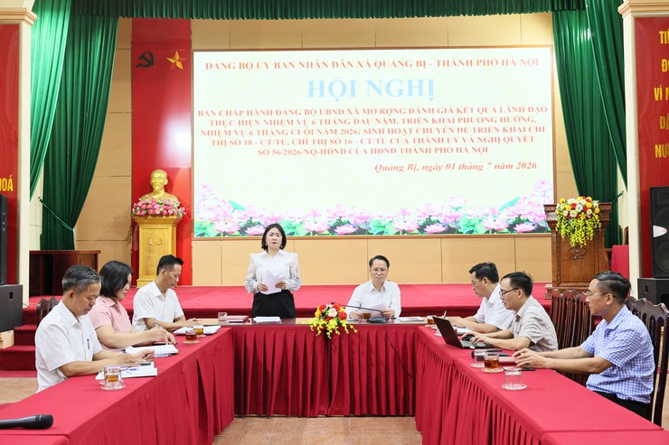 Đảng bộ UBND xã Quảng Bị tổ chức Hội nghị sinh hoạt Chuyên đề triển khai Chỉ thị số 16-CT/TU ngày 10/6/2026; Chỉ thị số 18-CT/TU ngày 26/6/2026 của Thành ủy và Nghị quyết số 56/2026/NQ-HĐND ngày 15/6/2026 của HĐND Thành phố Hà Nội- Ảnh 2.