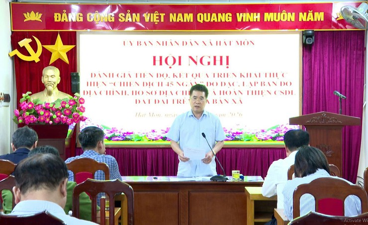Xã Hát Môn đánh giá tiến độ thực hiện “chiến dịch 45 ngày” làm sạch dữ liệu đất đai - Ảnh 1.