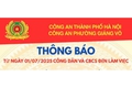 Thông báo địa điểm làm việc công an phường Giảng Võ