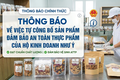 THÔNG BÁO VỀ VIỆC TỰ CÔNG BỐ SẢN PHẨM ĐẢM BẢO AN TOÀN THỰC PHẨM CỦA HỘ KINH DOANH NHƯ Ý