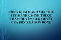 Công khai danh mục thủ tục hành chính thuộc thẩm quyền giải quyết của UBND xã Sơn Đồng
