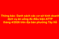 Thông báo: Danh sách các cơ sở kinh doanh dịch vụ ăn uống đủ điều kiện ATTP tháng 4/2026 trên địa bàn phường Tây Hồ