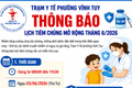 THÔNG BÁO
LỊCH TIÊM CHỦNG MỞ RỘNG THÁNG 6/2026