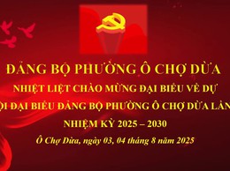 CHÀO MỪNG ĐẠI HỘI ĐẠI BIỂU ĐẢNG BỘ PHƯỜNG Ô CHỢ DỪA, NHIỆM KỲ 2025- 2030