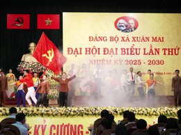 Tiết mục múa hát: Chào mừng Đảng cộng sản Việt Nam được biểu diễn tại chương trình văn nghệ chào mừng tại Đại hội Đại biểu Đảng bộ xã Xuân Mai lần thứ I, nhiệm kỳ 2025-2030.