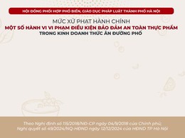 Mức xử phạt hành chính một số hành vi vi phạm điều kiện bảo đảm an toàn thực phẩm trong kinh doanh thức ăn đường phố.