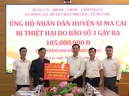 Xã Hồng Hà ủng hộ Huyện Si Ma Cai 105 triệu đồng khắc phục hậu quả thiên tai