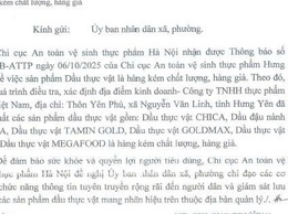 CHI CỤC ATVSTP THÔNG TIN SẢN PHẨM DẦU THỰC VẬT KÉM CHẤT LƯỢNG, HÀNG GIẢ 