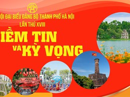 Chào mừng Đại hội đại biểu Đảng bộ thành phố Hà Nội lần thứ XVIII: Tiên phong vươn mình cùng dân tộc, xây dựng Thủ đô văn minh, hiện đại, Nhân dân hạnh phúc