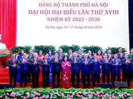 Ảnh Đại hội đại biểu Đảng bộ thành phố Hà Nội lần thứ XVIII, nhiệm kỳ 2025-2030