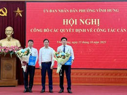 UBND phường Vĩnh Hưng tổ chức Hội nghị công bố các quyết định về công tác cán bộ