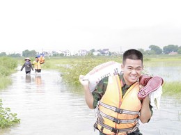 Xã Đa Phúc: Khoảng 350 bộ đội, dân quân hỗ trợ người dân thu hoạch lúa chạy lũ