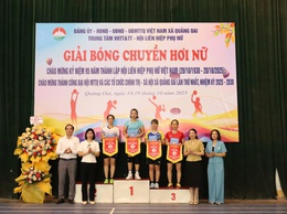 Sôi nổi Giải bóng chuyền hơi nữ xã Quảng Oai năm 2025