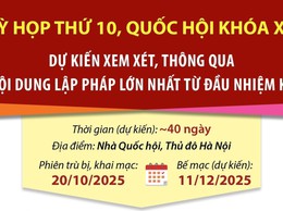 Kỳ họp thứ 10: Xem xét số lượng lập pháp lớn nhất từ đầu nhiệm kỳ