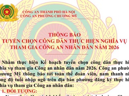 Thông báo tuyển chọn công dân thực hiện nghĩa vụ tham gia Công an nhân dân năm 2026