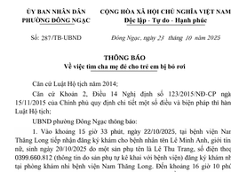 THÔNG BÁO 
Về việc tìm cha mẹ đẻ cho trẻ em bị bỏ rơi
