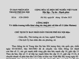 Công điện của UBND Thành phố Hà Nội về việc ứng phó với cơn bão số 11