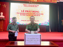 CÔNG AN XÃ DƯƠNG HÒA TỔ CHỨC LỄ PHÁT ĐỘNG ỦNG HỘ ĐỒNG BÀO CÁC TỈNH, THÀNH PHỐ BỊ THIỆT HẠI DO CƠN BÃO SỐ 10 NĂM 2025