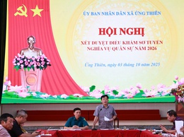 Hội đồng nghĩa vụ quân sự xã Ứng Thiên tổ chức hội nghị xét duyệt điều khám sơ tuyển nghĩa vụ quân sự năm 2026