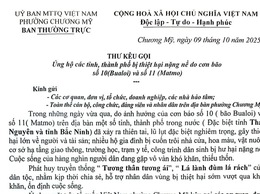 Thư kêu gọi ủng hộ các tỉnh, thành phố bị thiệt hại nặng nề do cơn bão số 10 (Bualoi) và số 11 (Matmo)