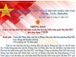 Thông báo góp ý vào dự thảo các văn kiện trình Đại hội đại biểu toàn quốc lần thứ XIV qua ứng dụng VNEID
