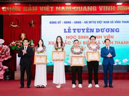 Ủy ban nhân dân xã Vĩnh Thanh long trọng tổ chức lễ tuyên dương, khen thưởng học sinh đỗ vào các Trường Đại học, Học viên chính quy năm 2025.