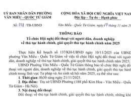 Thông báo Tổ chức Hội nghị đối thoại với người dân, doanh nghiệp về thủ tục hành chính, giải quyết thủ tục hành chính năm 2025