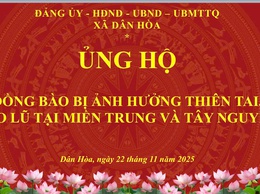 XÃ DÂN HÒA PHÁT ĐỘNG ỦNG HỘ ĐỒNG BÀO MIỀN TRUNG, TÂY NGUYÊN BỊ ẢNH HƯỞNG THIÊN TAI