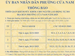 Phường Cửa Nam tiếp tục tổ chức khám sức khỏe định kỳ, xét nghiệm đường máu, mỡ máu miễn phí cho người lao động tự do. Đợt khám bắt đầu từ ngày ngày 26/11/2025 đến 28/11/2025, tại địa điểm Phòng khám đa khoa 21 Phan Chu Trinh. 