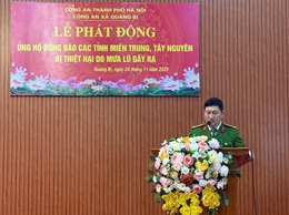 Công an xã Quảng Bị phát động ủng hộ đồng bào miền Trung, Tây Nguyên bị thiệt hại do mưa lũ