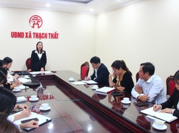 XÃ THẠCH THẤT: làm việc về công tác triển khai suất ăn bán trú cho học sinh Trường Tiểu học Kim Quan.