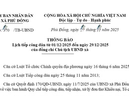 Lịch tiếp công dân từ 01/11/2025 đến ngày 28/11/2025 của đồng chí Chủ tịch UBND xã
