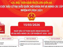 Các mốc thời gian chính trước khi diễn ra Bầu cử đại biểu Quốc hội khóa XVI và Bầu cử đại biểu Hội đồng nhân dân các cấp nhiệm kỳ 2026‑2031