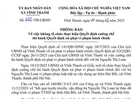 Công dân tự giác tháo dỡ công trình vi phạm, UBND xã Vĩnh Thanh dừng kế hoạch cưỡng chế