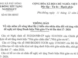 Thông báo về việc niêm yết công khai lấy ý kiến của nhân dân đối với ứng viên đề nghị xét tặng Danh hiệu Nhà giáo ưu tú lần thứ 17-2026