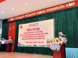 PHƯỜNG HỒNG HÀ TỔ CHỨC HỘI NGHỊ HỖ TRỢ HỘ KINH DOANH CHUYỂN ĐỔI TỪ THUẾ KHOÁN SANG KÊ KHAI
