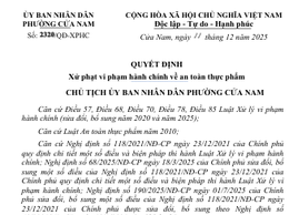 Quyết định xử phạt vi phạm hành chính về an toàn thực phẩm - nhà hàng Thiện Nga