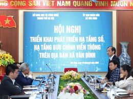 ĐOÀN CÔNG TÁC CỦA SỞ KHOA HỌC VÀ CÔNG NGHỆ THÀNH PHỐ HÀ NỘI LÀM VIỆC VỚI UBND XÃ VÂN ĐÌNH VỀ PHÁT TRIỂN HẠ TẦNG SỐ, HẠ TẦNG BƯU CHÍNH VIỄN THÔNG